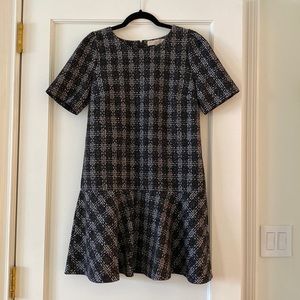 LOFT Black & Cream Shift Dress with Sleeves